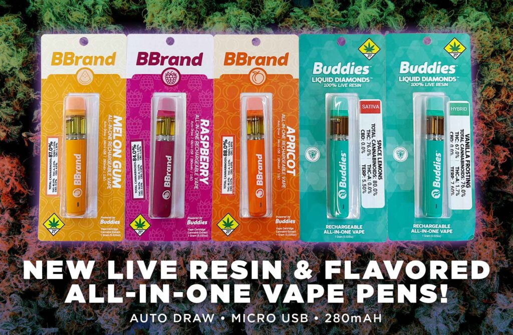 New Buddies Live Resin & BBrand Flavored Vape Pens! - Agate Dreams